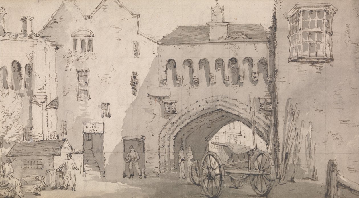 Southampton, Watergate och Globe Inn av Thomas Rowlandson
