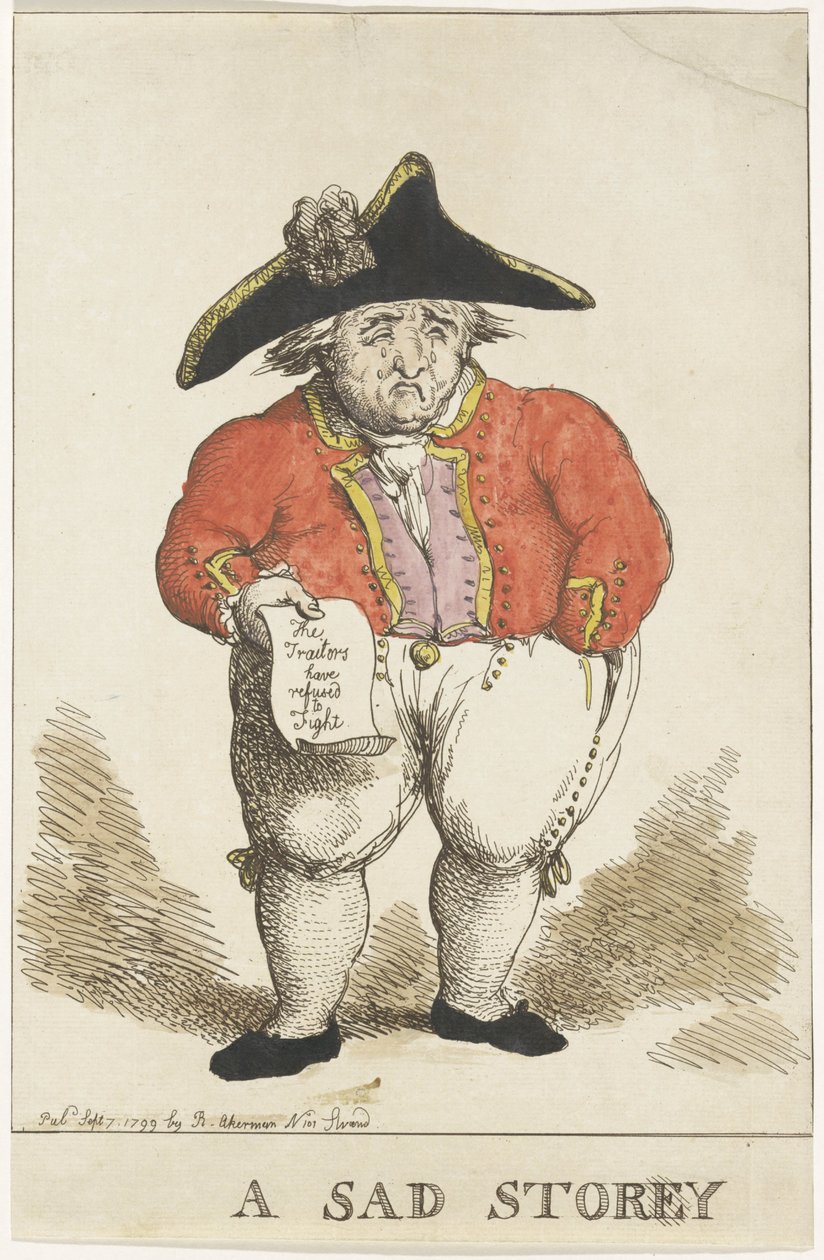 Karikatyr av den bataaviske konteramiralen Samuel Story, 1799 av Thomas Rowlandson
