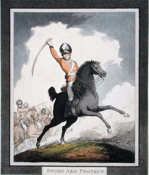 Sword Arm Protect, från "Hungarian and Highland Broadsword", publicerad 1798 (akvatint) av Thomas Rowlandson