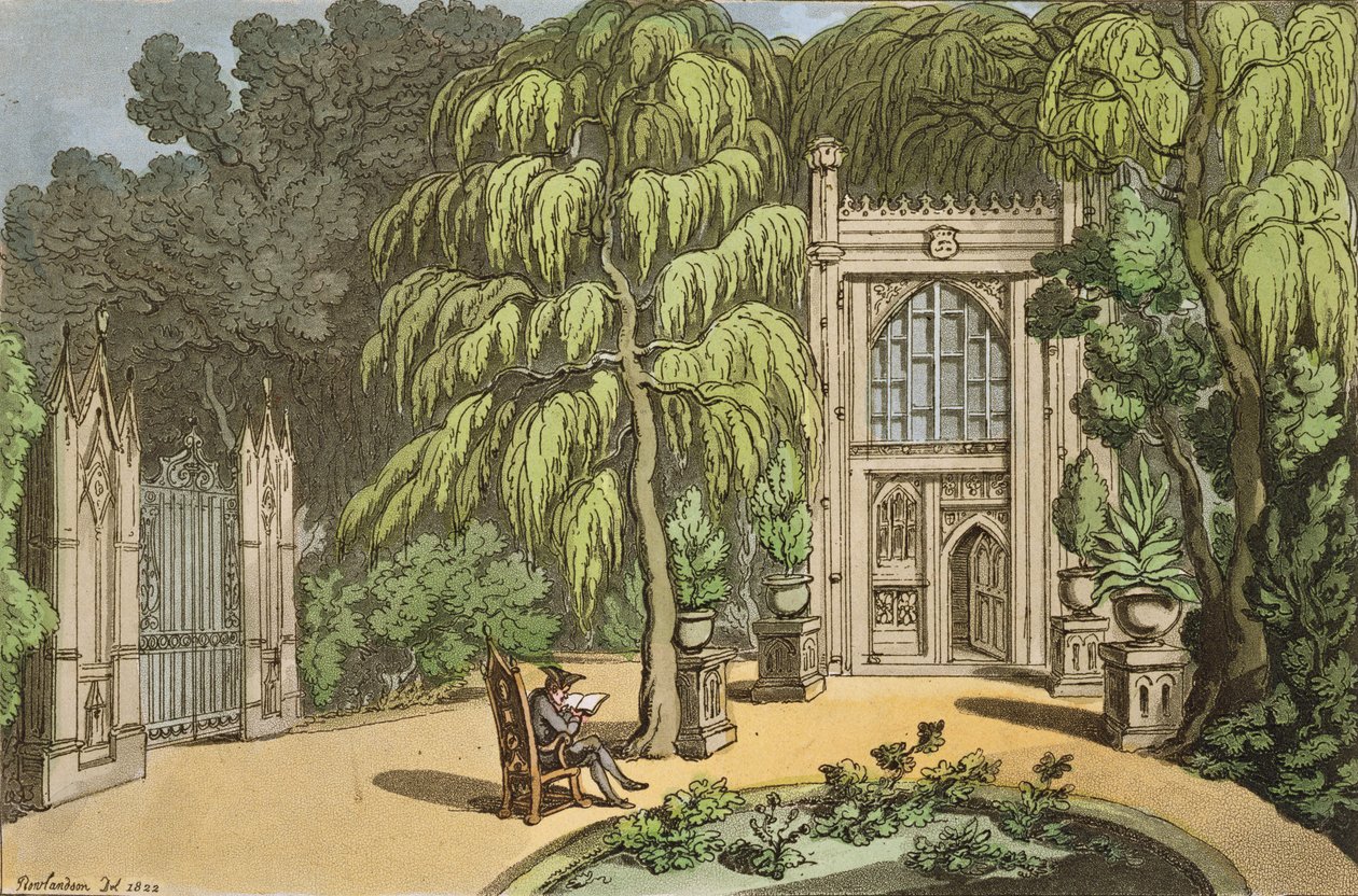 Temple at Strawberry Hill, från "Sketches from Nature", publicerad 1822 (handkolorerad etsning) av Thomas Rowlandson
