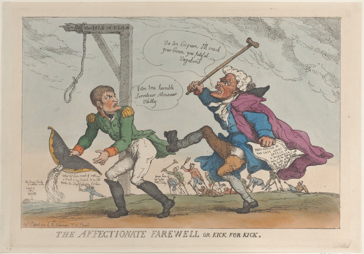 Det kärleksfulla farväl, eller Kick for Kick, 17 april 1814., 17 april 1814. av Thomas Rowlandson