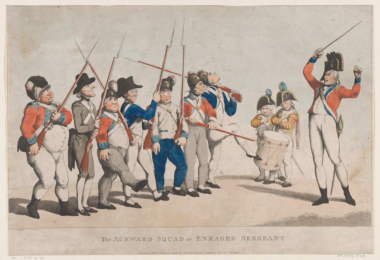 The Awkward Squad or Enraged Sergeant, 17 juli 1798., 17 juli 1798. av Thomas Rowlandson