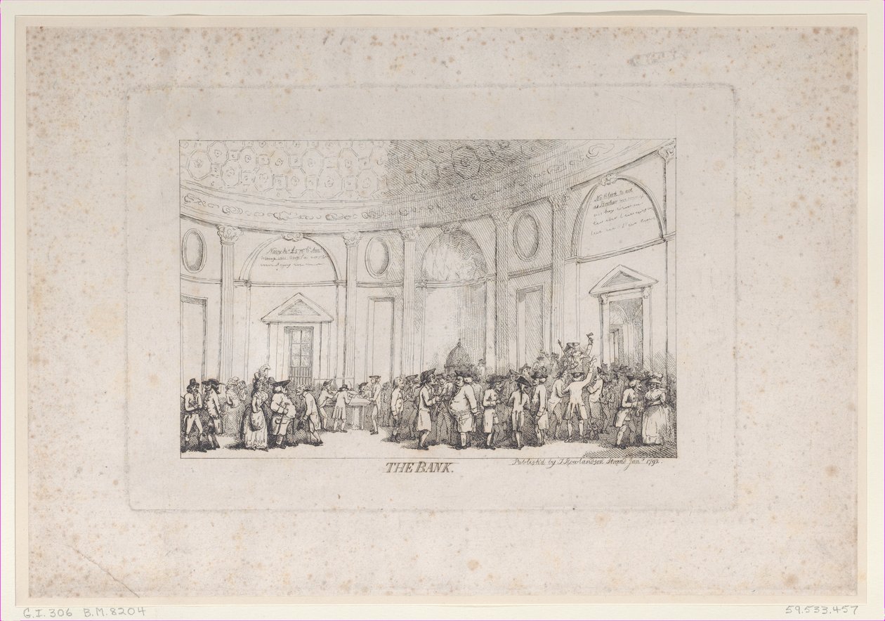 Banken, januari 1792 återutgiven., januari 1792 återutgiven. av Thomas Rowlandson