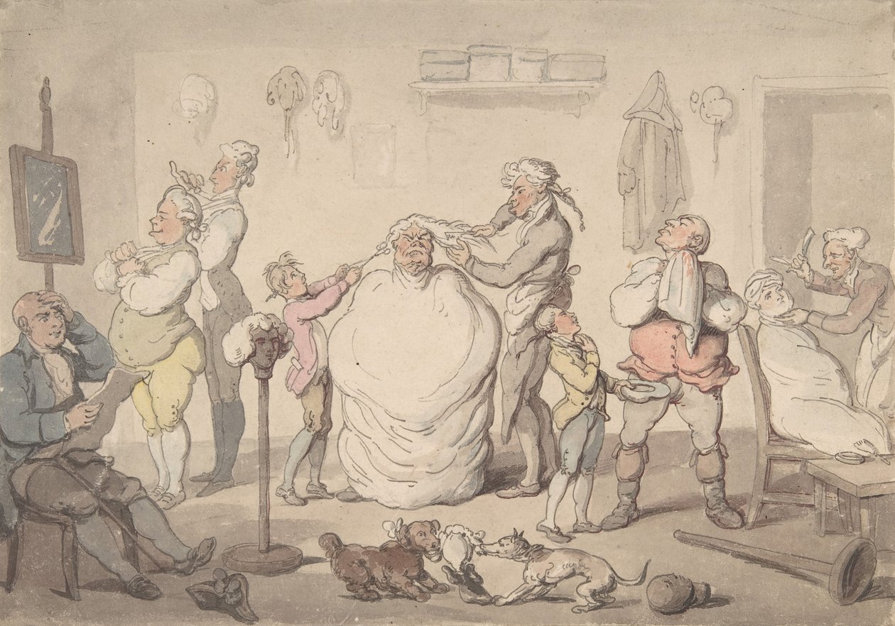 Frisörsalongen, 1785-1805. av Thomas Rowlandson