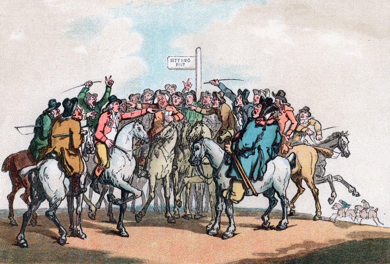 The Betting Post, Humors of Fox Hunting, 1799. av Thomas Rowlandson