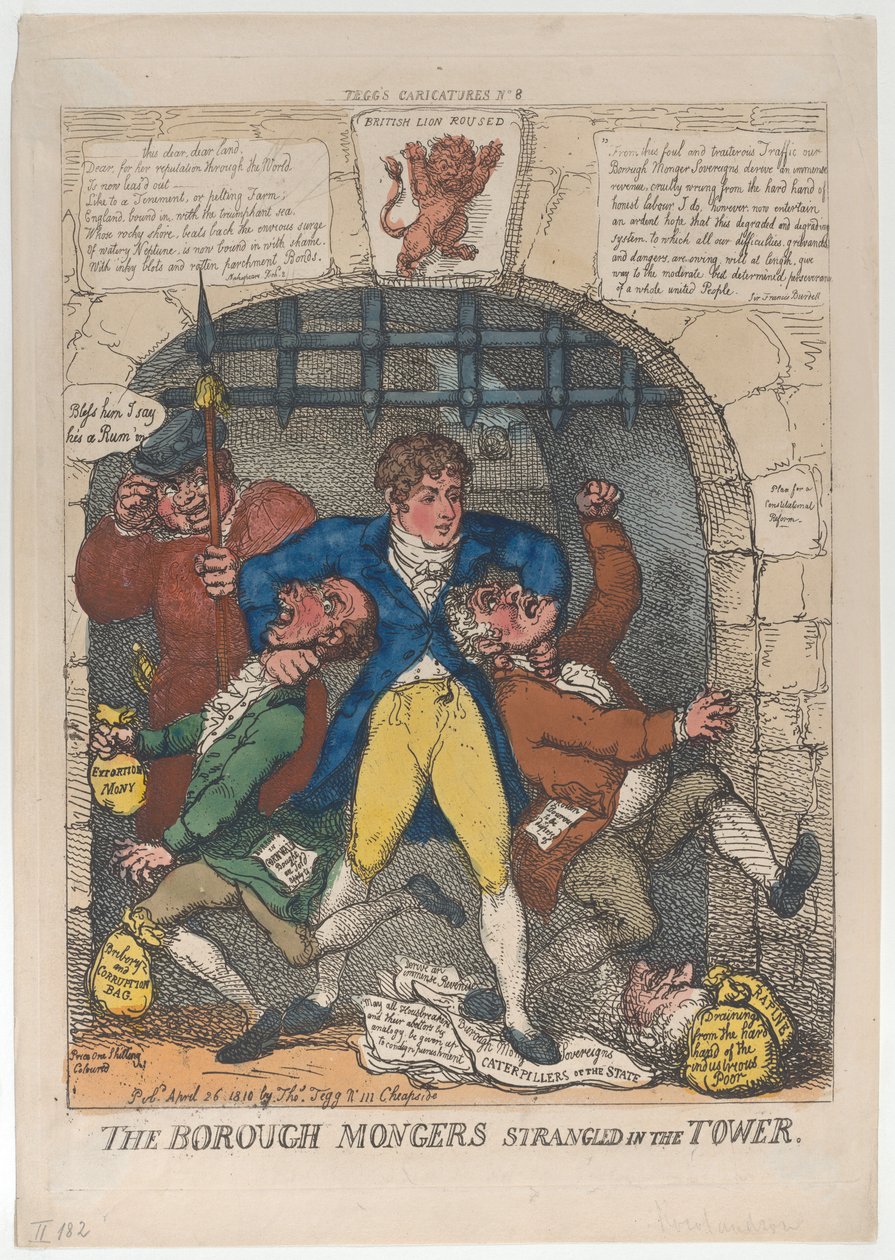 Borough Mongers Strangled in the Tower, 26 april 1810., 26 april 1810. av Thomas Rowlandson