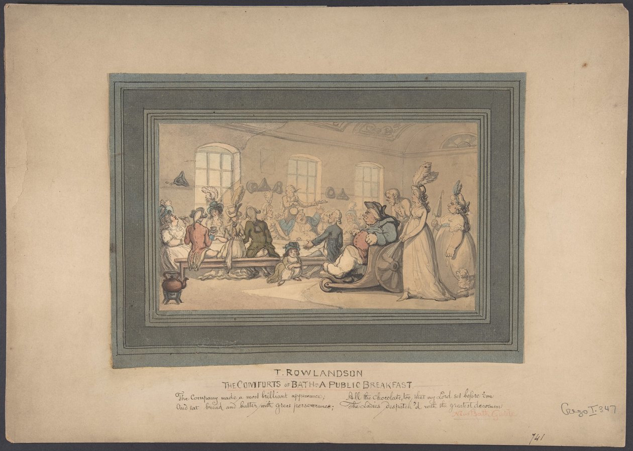 Baths bekvämligheter: En offentlig frukost av Thomas Rowlandson