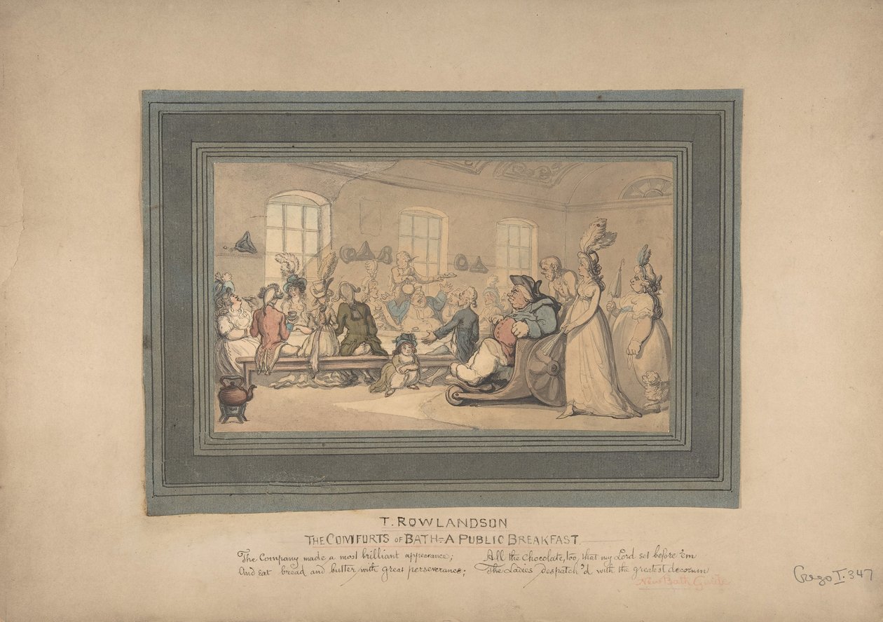 Bekvämligheterna med bad och offentlig frukost, 1780-1827. av Thomas Rowlandson