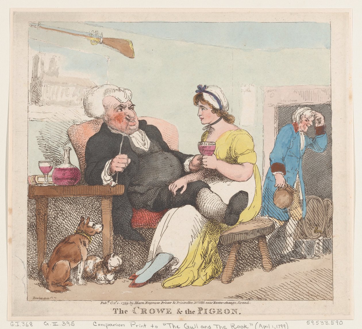 The Crowe & The Pigeon, 1 oktober 1799, 1 oktober 1799. av Thomas Rowlandson