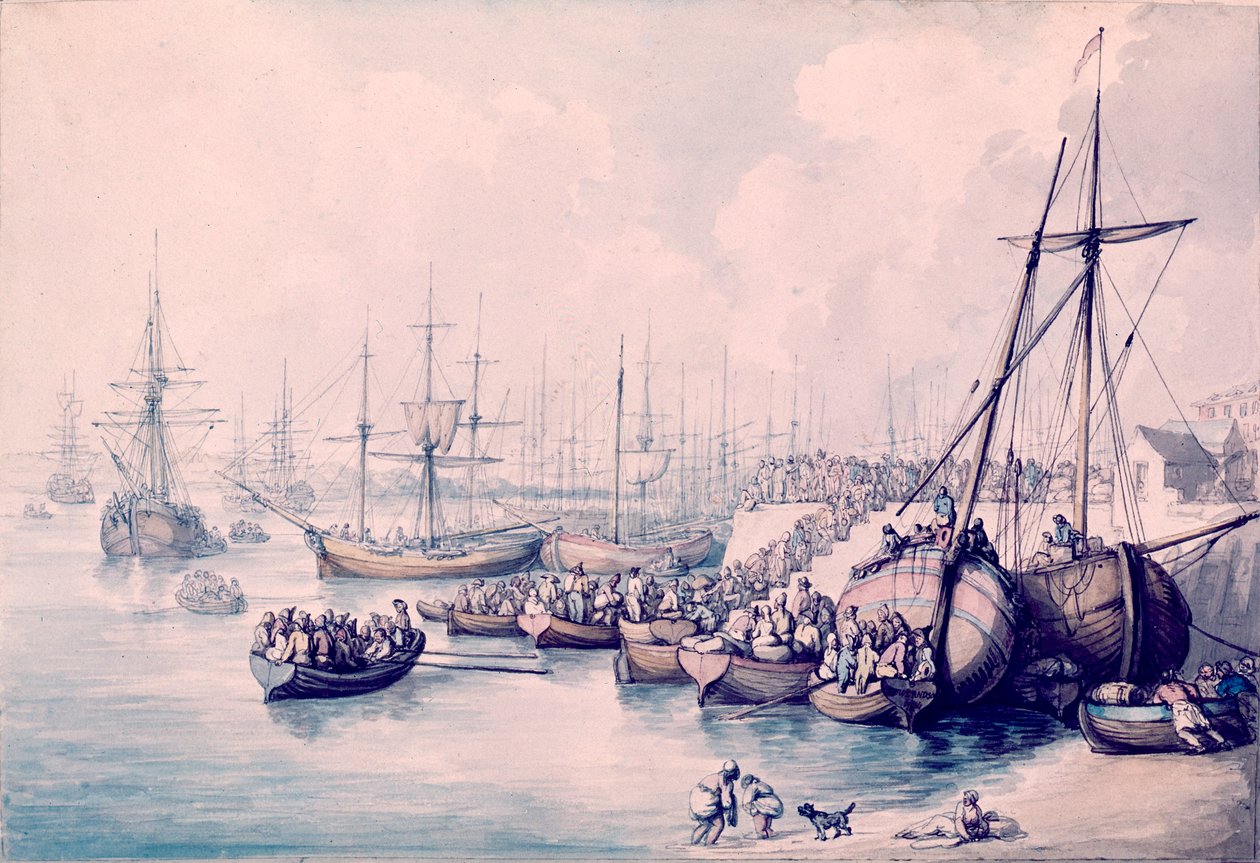 Landstigningen av rojalisterna i Toulon av Thomas Rowlandson