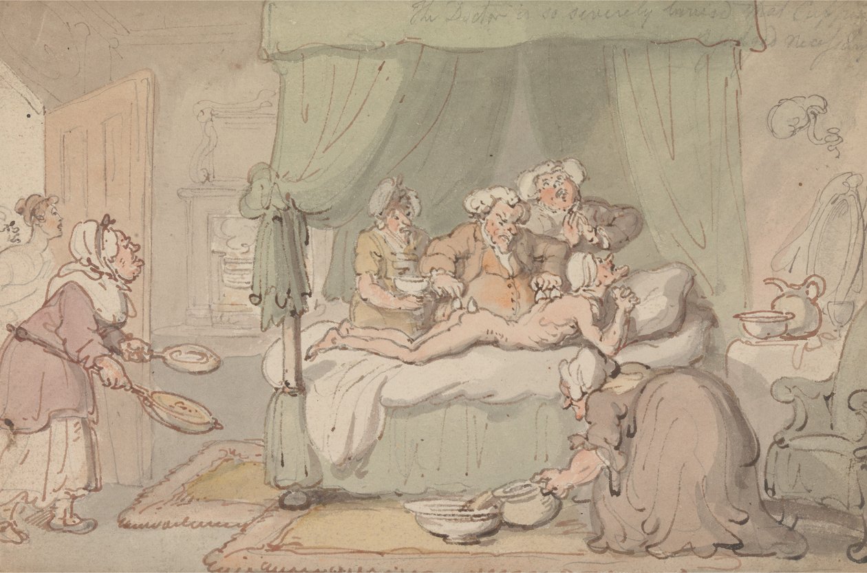 ”Doktorn har så svåra blåmärken att koppning anses nödvändig” av Thomas Rowlandson