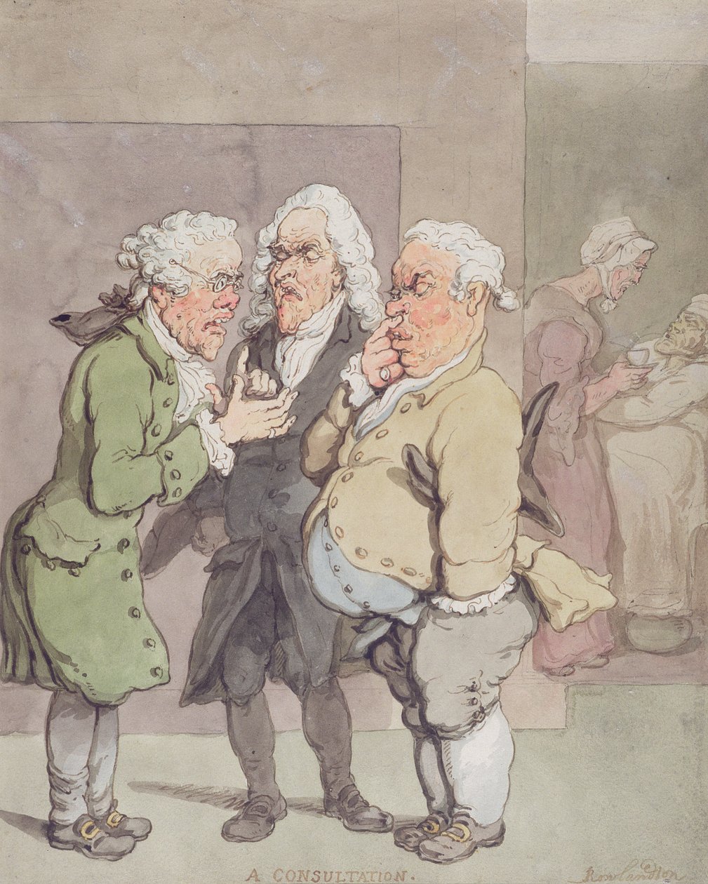 Läkarens konsultation, 1815-1820 (penna och bläck och wc över grafit på papper) av Thomas Rowlandson