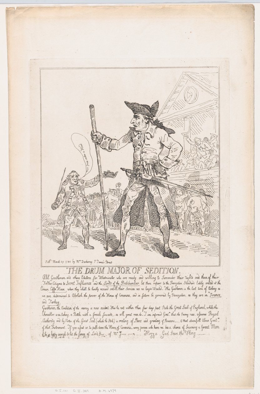 The Drum Major of Sedition, 29 mars 1784, 29 mars 1784. av Thomas Rowlandson