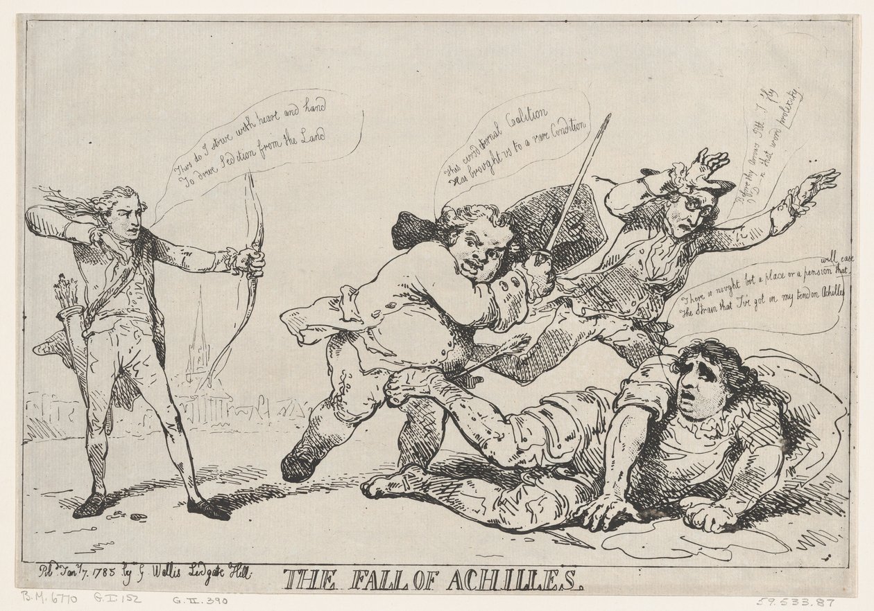 Akilles fall, 7 januari 1785, 7 januari 1785. av Thomas Rowlandson