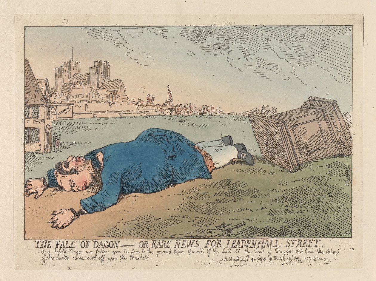 ”Dagons fall” eller ”Sällsynta nyheter från Leadenhall Street” av Thomas Rowlandson