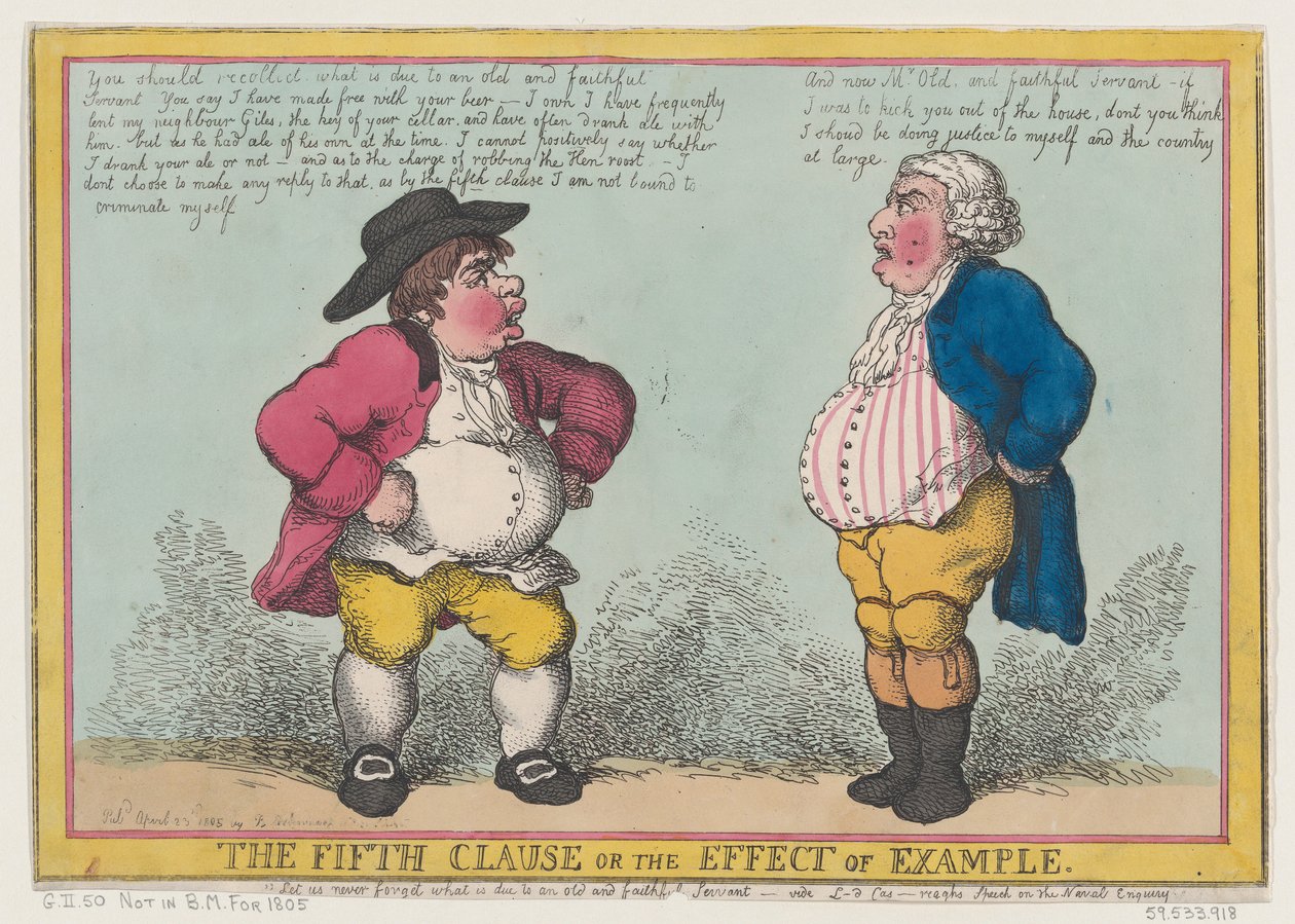 Den femte klausulen, eller effekten av exempel, 23 april 1805., 23 april 1805. av Thomas Rowlandson