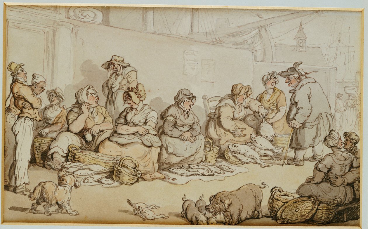 Fiskmarknaden, Grimsby av Thomas Rowlandson