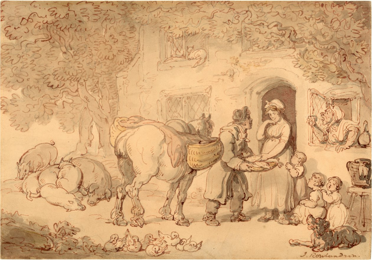 The Fishseller, ca 1775-1800 (Akvarell och bläck) av Thomas Rowlandson