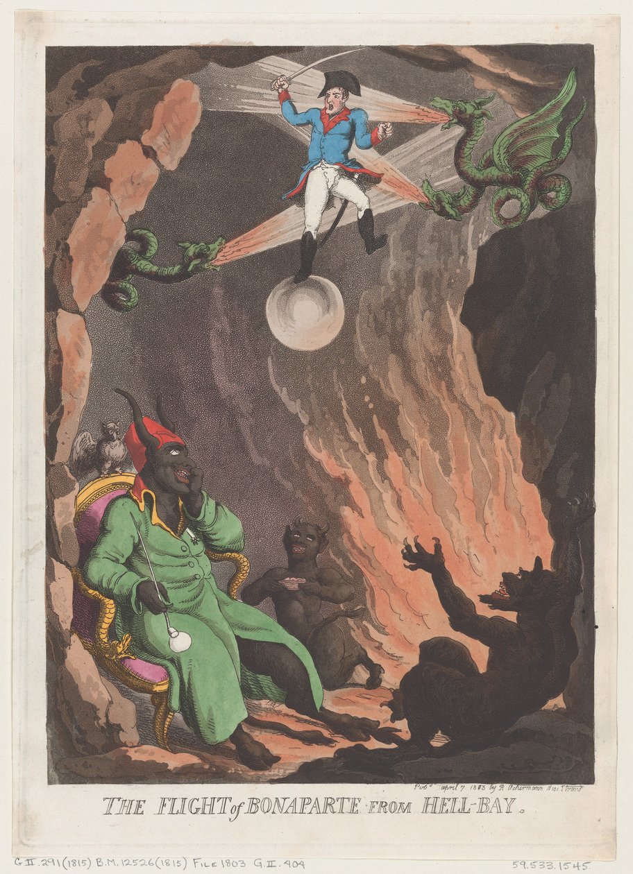 Bonapartes flykt från Hell-Bay, 7 april 1803., 7 april 1803. av Thomas Rowlandson