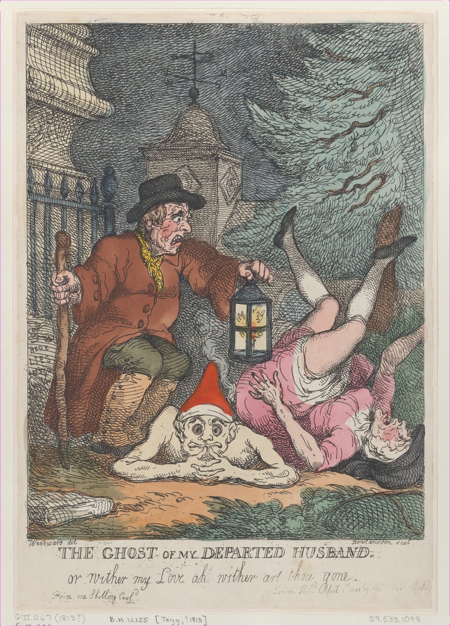 The Ghost of My Departed Husband, or Wither my Love ah vissna är du borta, april..., 1 april 1808. av Thomas Rowlandson
