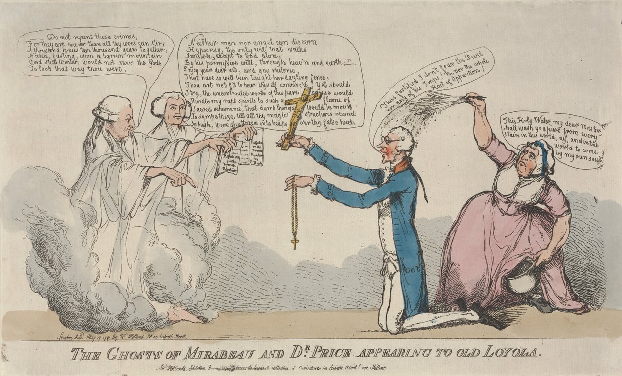 Spökena efter Mirabeau och dr Price visar sig för gamle Loyola av Thomas Rowlandson