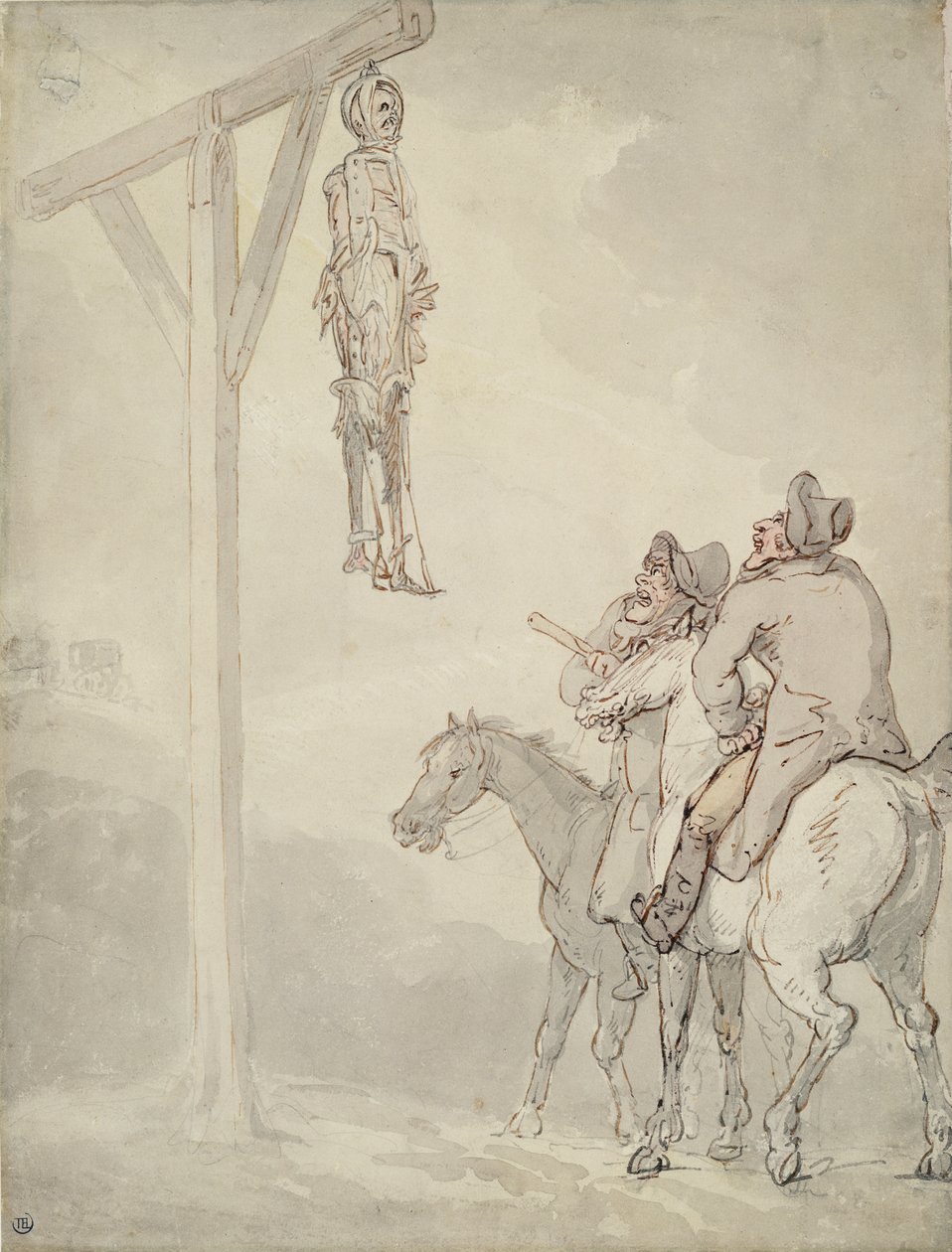 The Gibbet (penna & bläck, akvarell och penna på papper) av Thomas Rowlandson