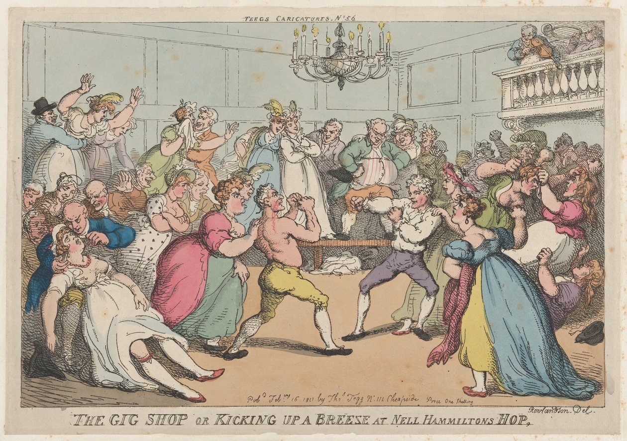 The Gig Shop or Kicking Up a Breeze på Nell Hammiltons Hop, 16 februari 1811., 16 februari 1811. av Thomas Rowlandson