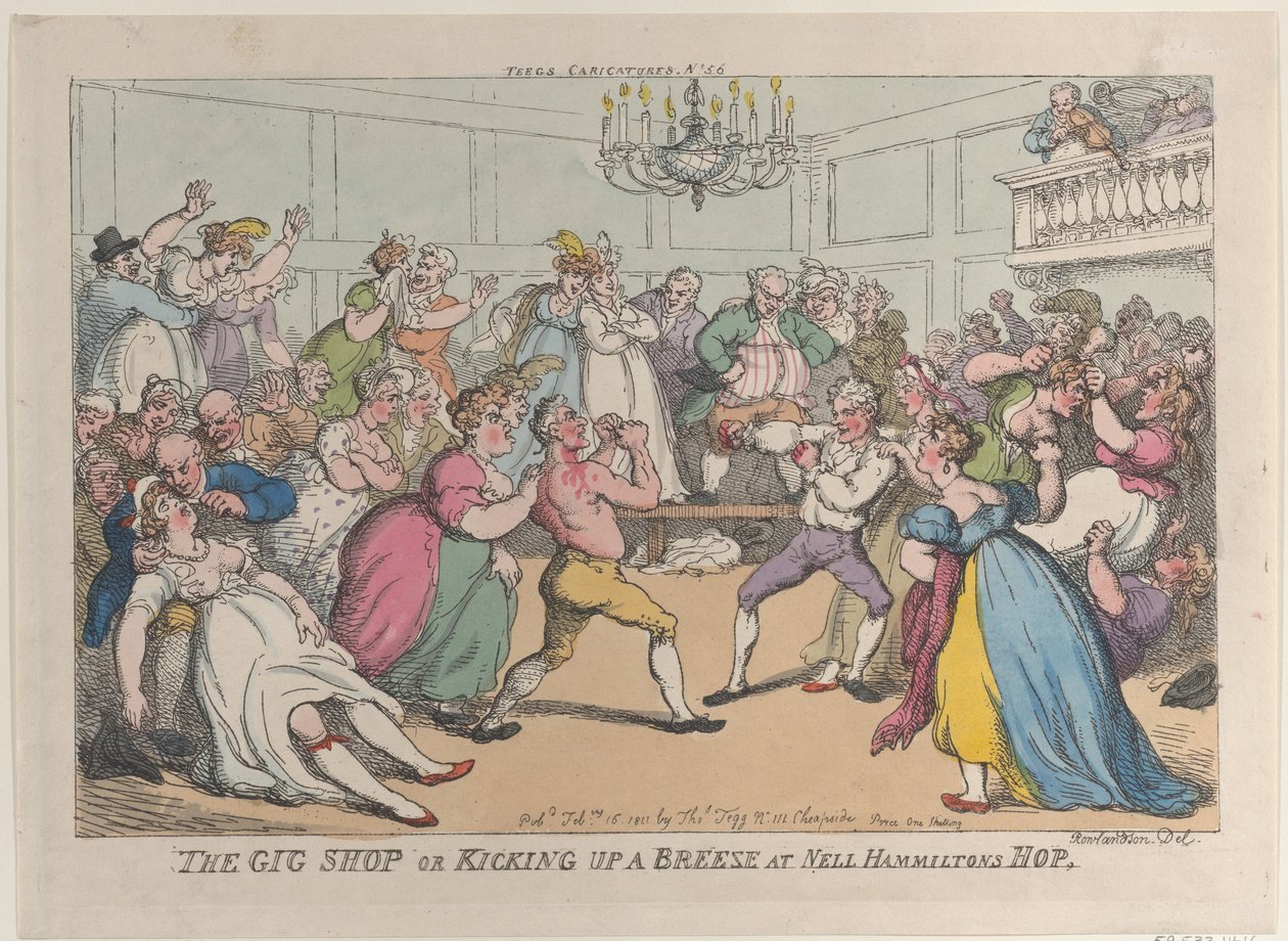 The Gig Shop or Kicking Up a Breeze på Nell Hammiltons Hop, 16 februari 1811., 16 februari 1811. av Thomas Rowlandson