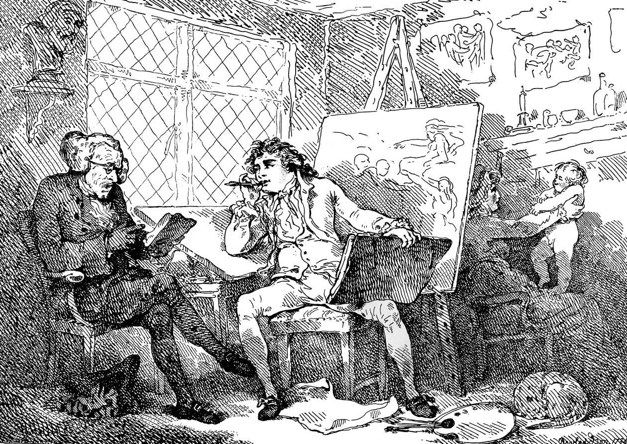 Historikern animerar en ung målares sinne, 1784. av Thomas Rowlandson