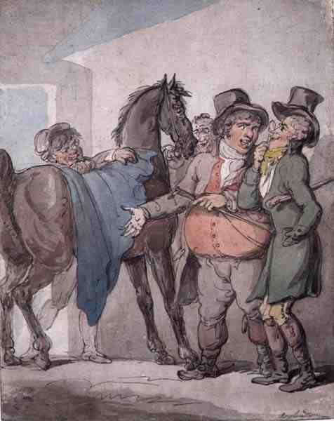 The Horse Deal (penna, akvarell och penna på papper) av Thomas Rowlandson