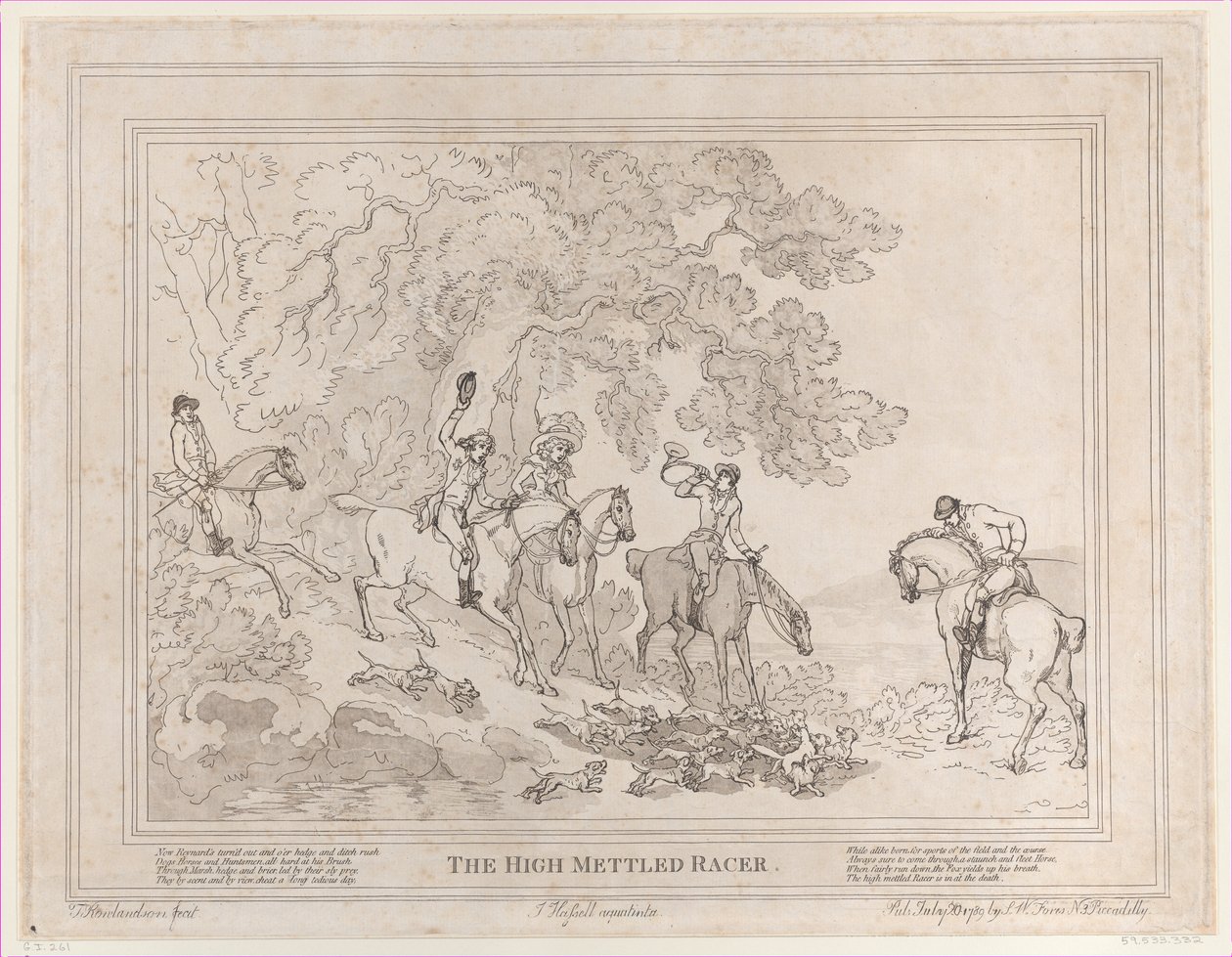 Jägaren från The Life of a Racehorse, eller The High-Mettled Racer, 20 juli 1789., 20 juli 1789 av Thomas Rowlandson