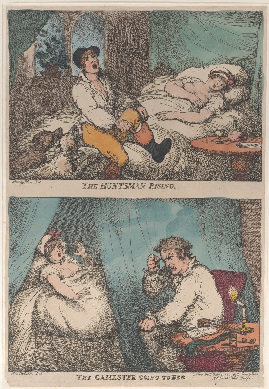 The Huntsman Rising, The Gamester Going to Bed, [31 juli 1809],..., [31 juli 1809], återutgiven 1811. av Thomas Rowlandson
