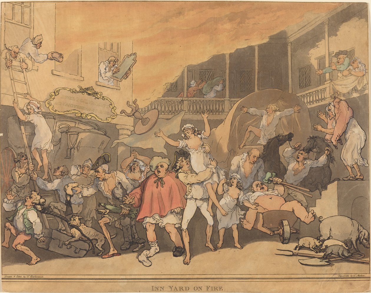 Värdshuset varvet i brand av Thomas Rowlandson