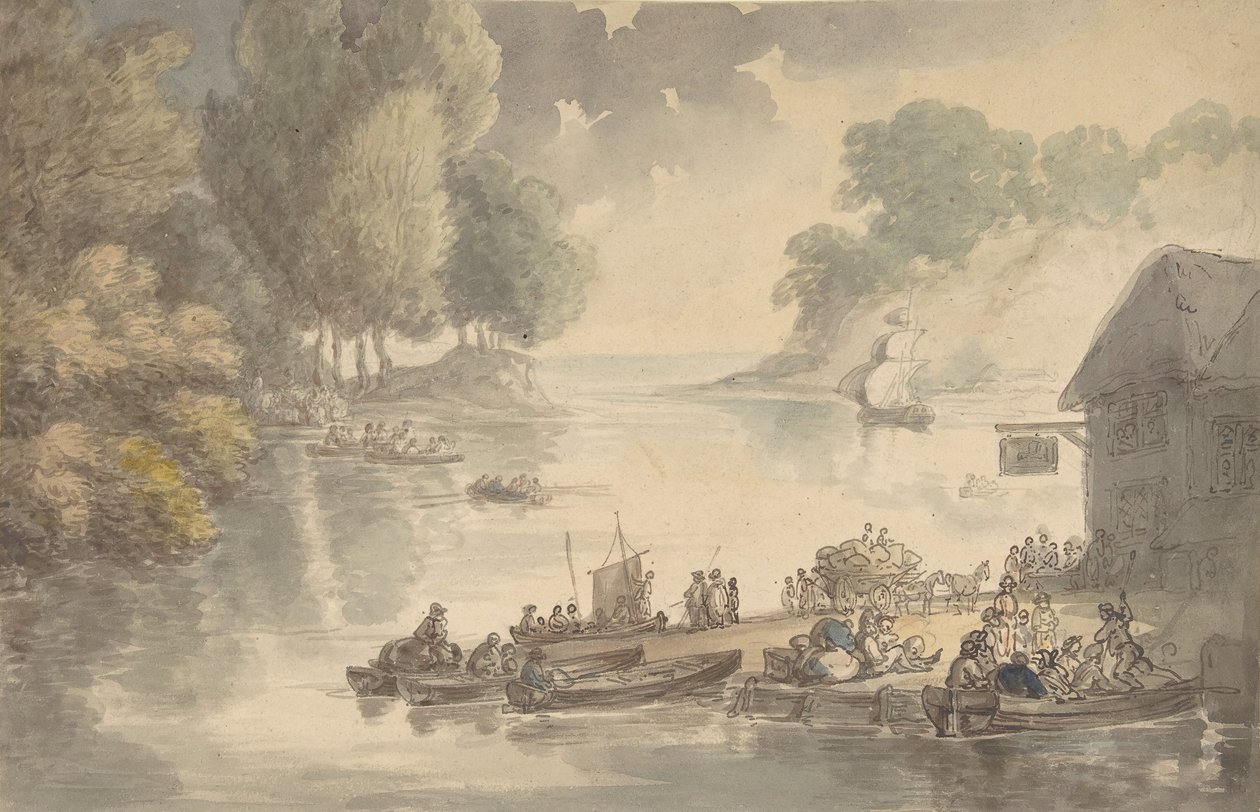 Värdshuset på Ford, 1775-1827. av Thomas Rowlandson