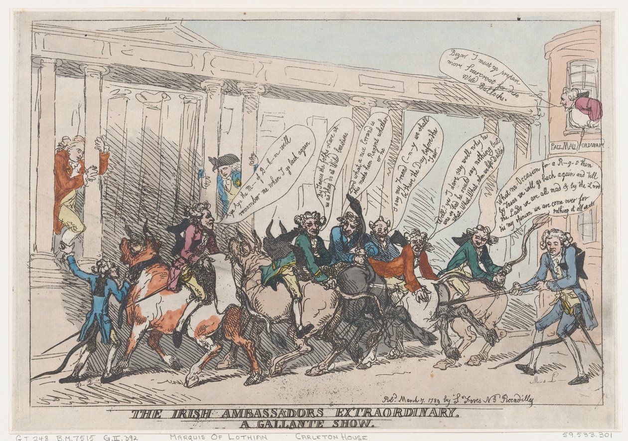 The Irish Ambassadors Extraordinary, A Gallante Show, 7 mars 1789., 7 mars 1789. av Thomas Rowlandson