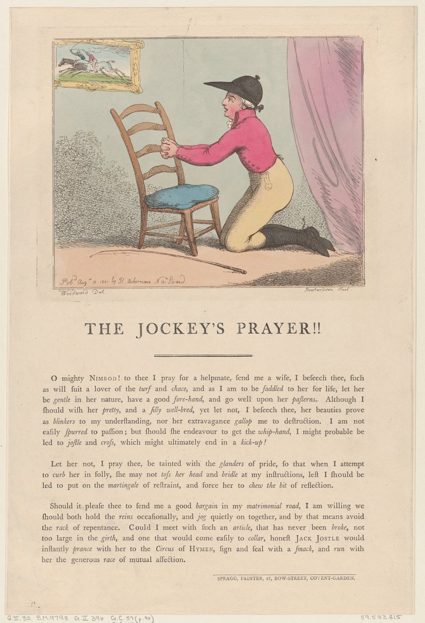 Jockeys bön!!, 10 augusti 1801., 10 augusti 1801. av Thomas Rowlandson
