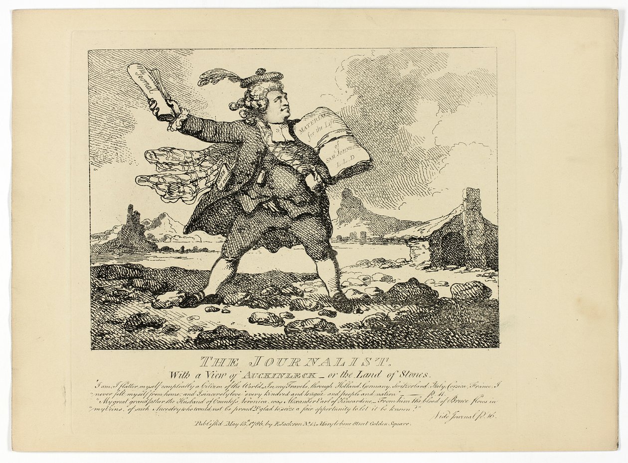 Journalisten, från Boswells rundresa på Hebriderna av Thomas Rowlandson