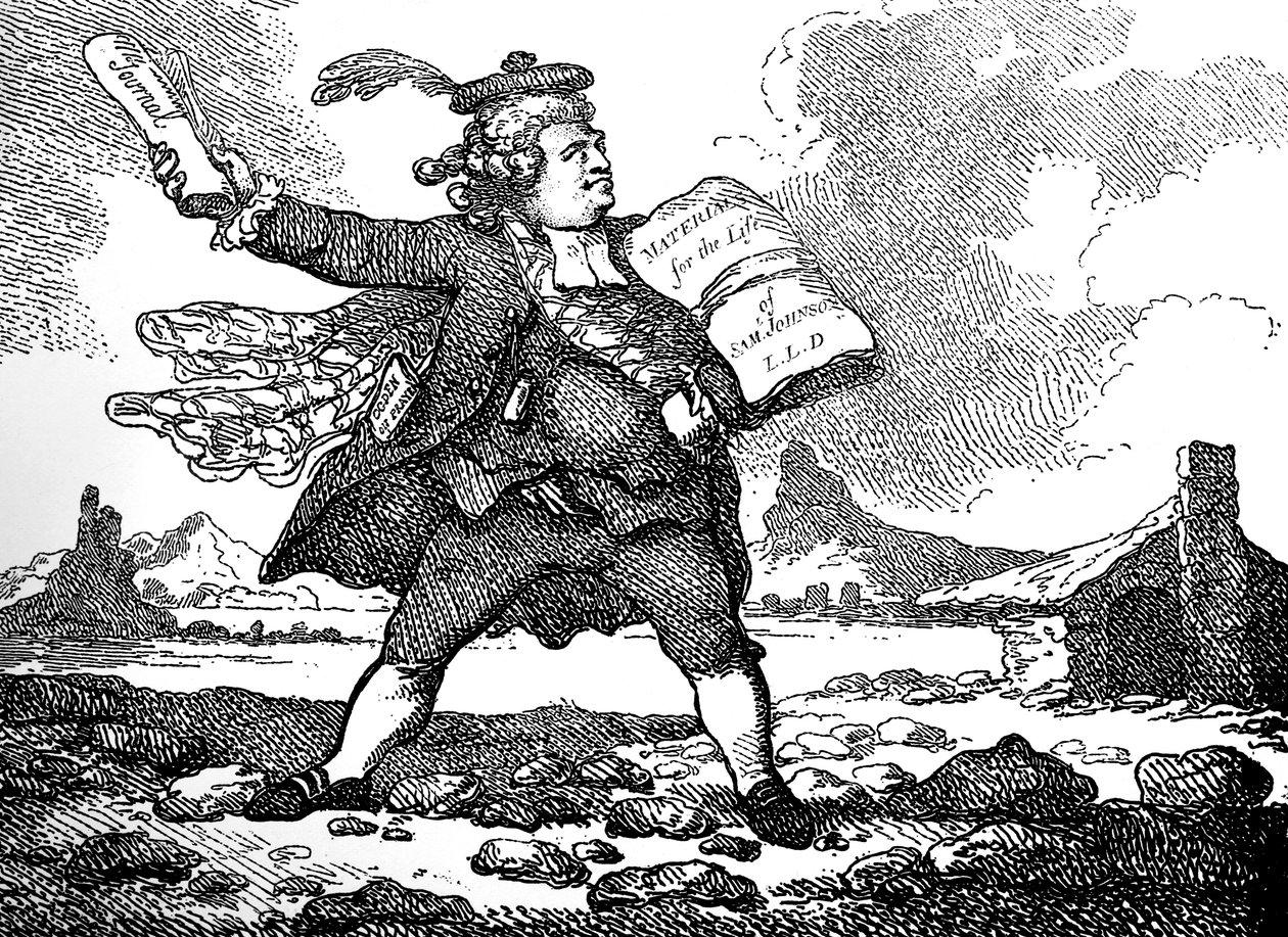 Journalisten med utsikt över Auchinleck eller The Land of Stones, c 1786. av Thomas Rowlandson