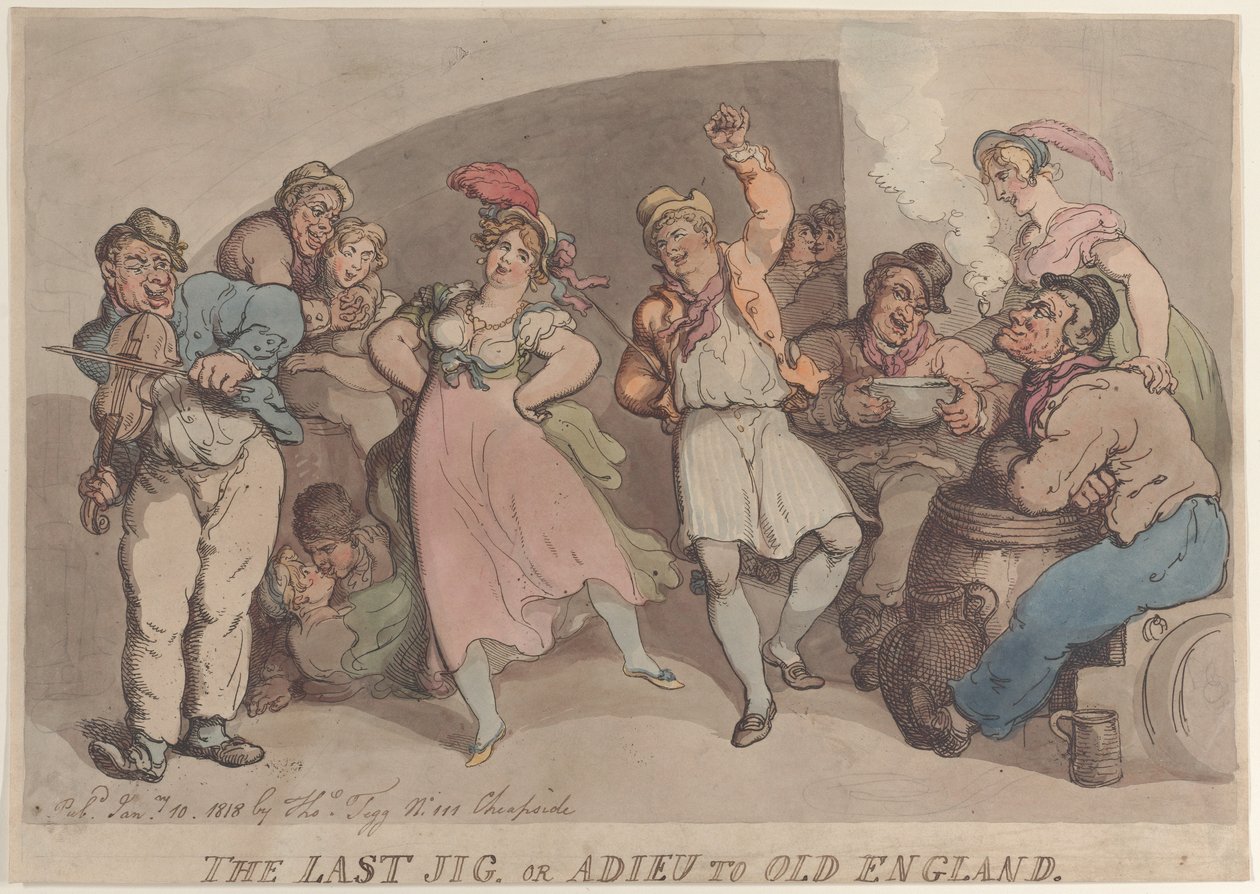 The Last Jig or Adieu to Old England, 10 januari 1818., 10 januari 1818. av Thomas Rowlandson