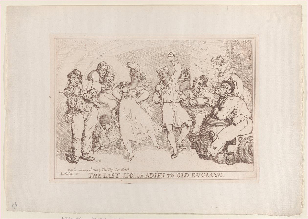 The Last Jig or Adieu to Old England, 20 januari 1818., 20 januari 1818. av Thomas Rowlandson
