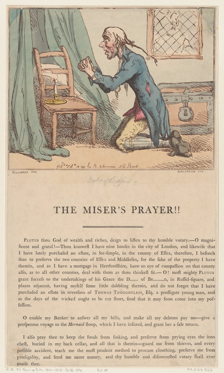 Snålens bön, 10 februari 1801, 10 februari 1801. av Thomas Rowlandson