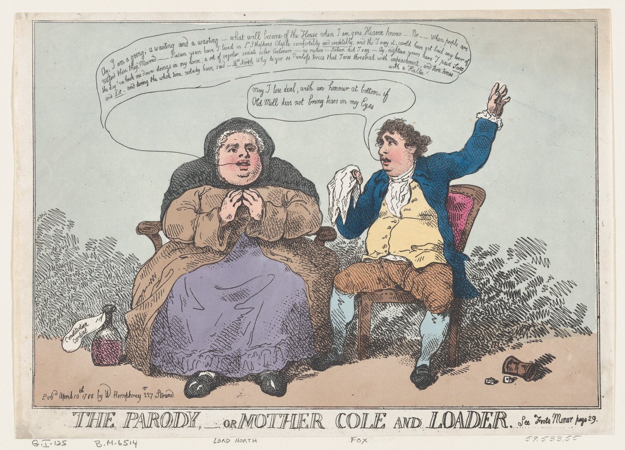 The Parody, eller Mother Cole and Loader, 10 april 1784, 10 april 1784. av Thomas Rowlandson