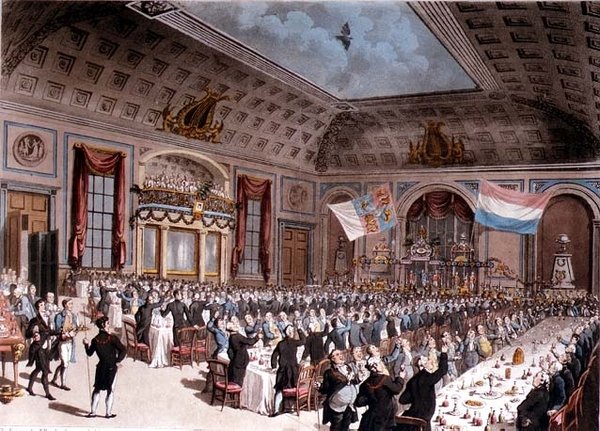 Patriotic Dinner som hölls på City of London Tavern, av Thomas Rowlandson