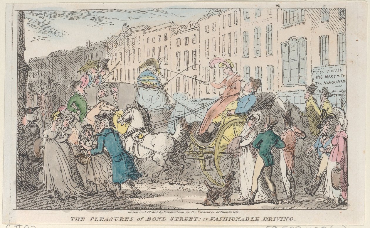The Pleasures of Bond Street: or Fashionable Driving, 1807., 1807. av Thomas Rowlandson