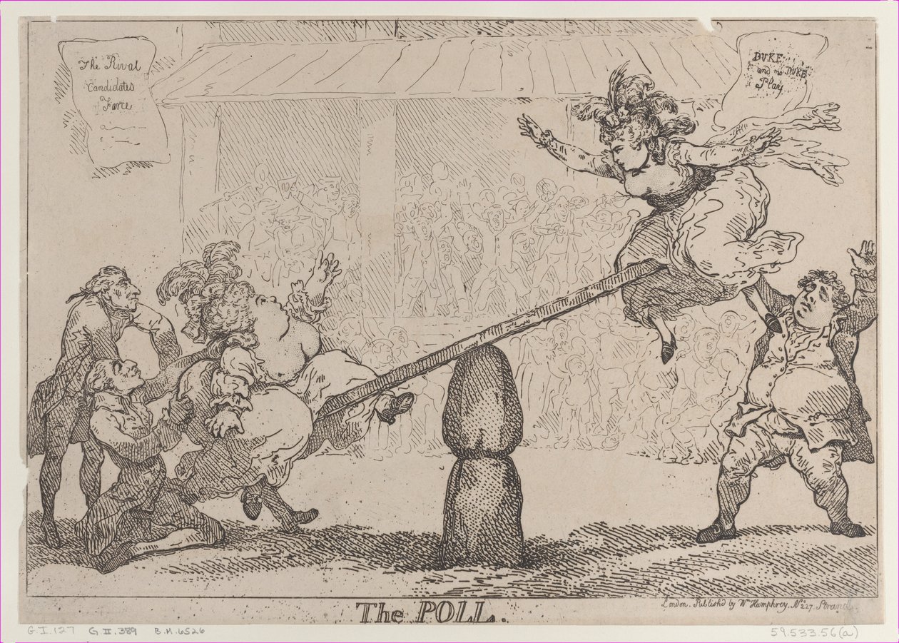 Omröstningen, 12 april 1784, 12 april 1784. av Thomas Rowlandson
