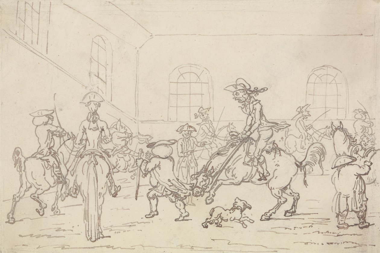 Ridskolan (penna och bläck på papper) av Thomas Rowlandson