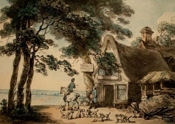 The Royal Oak (akvarell, penna och bläck) av Thomas Rowlandson