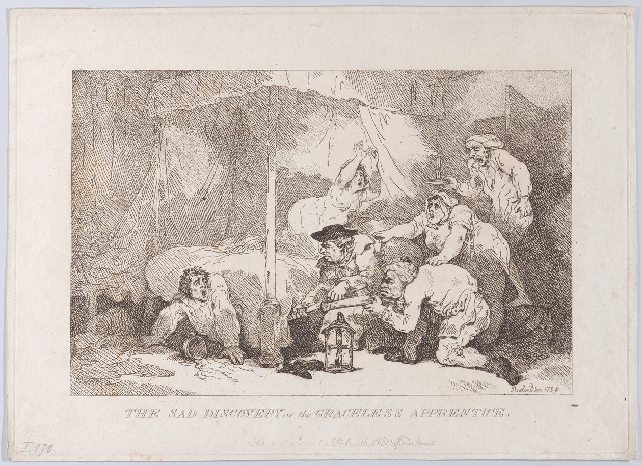 Den sorgliga upptäckten om den okänsliga lärlingen av Thomas Rowlandson