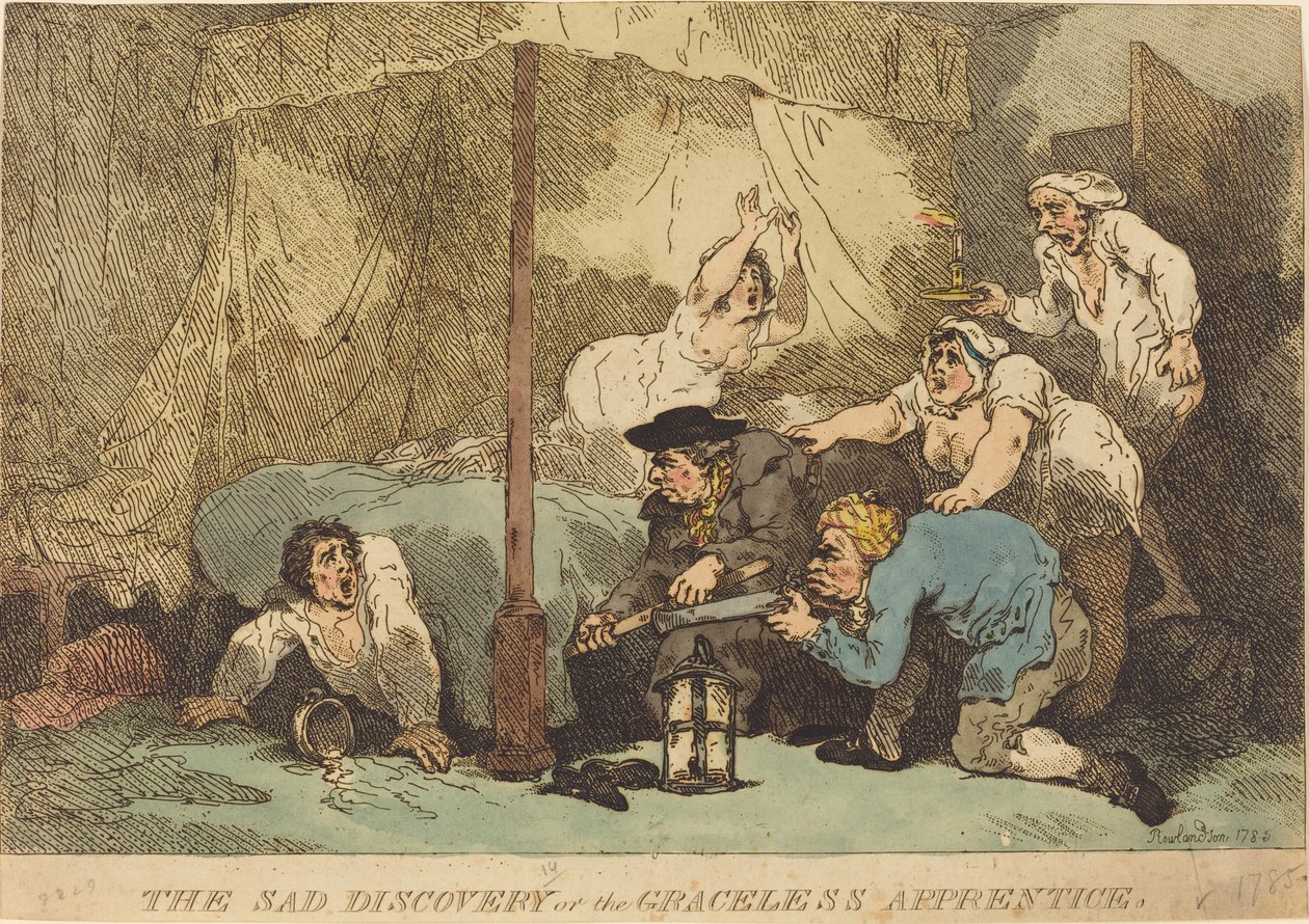 Den sorgliga upptäckten eller den nådlösa lärlingen av Thomas Rowlandson