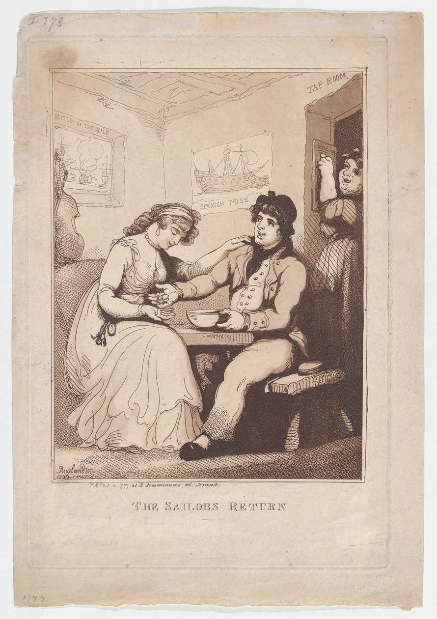 Sjömannens återkomst, 10 oktober 1799., 10 oktober 1799. av Thomas Rowlandson